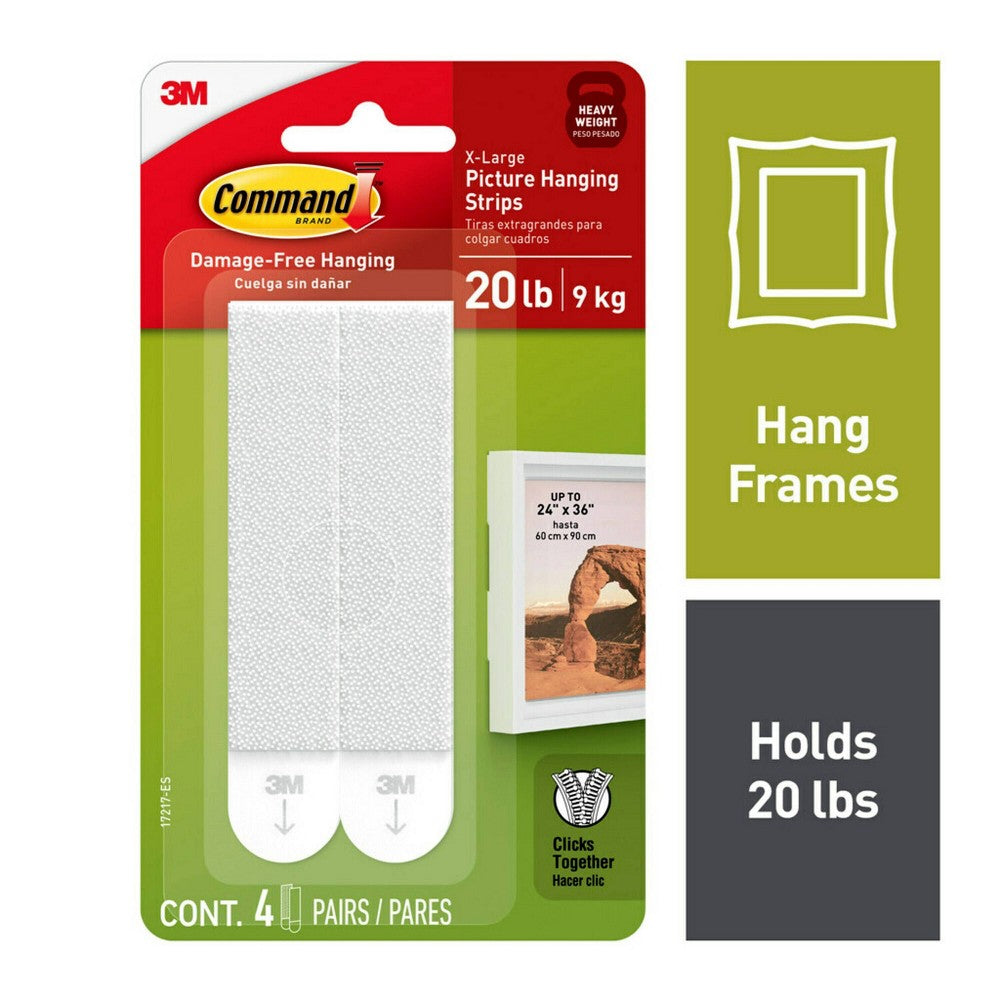 3M Command White Picture Hanging Strips 20 lb 4 pair