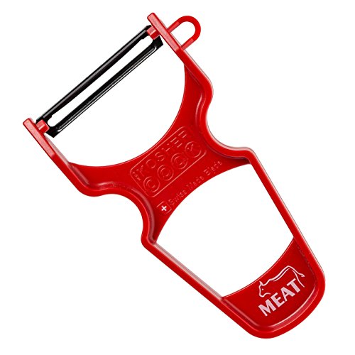 Plastic Peeler - Meat Red (Stainless Steel Blade)