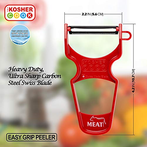 Plastic Peeler - Meat Red (Stainless Steel Blade)