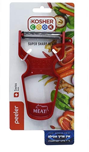 Plastic Peeler - Meat Red (Stainless Steel Blade)