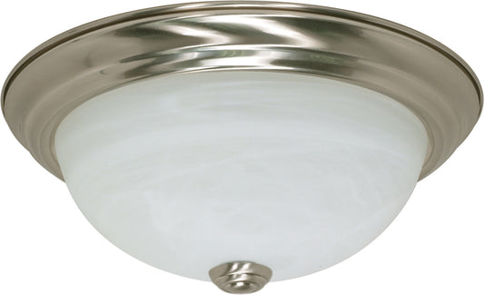 2 Light; 11 in.; Flush Mount; Alabaster Glass