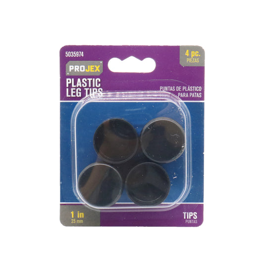 Projex Plastic Leg Tip Black Round 1 in. W 4 pk