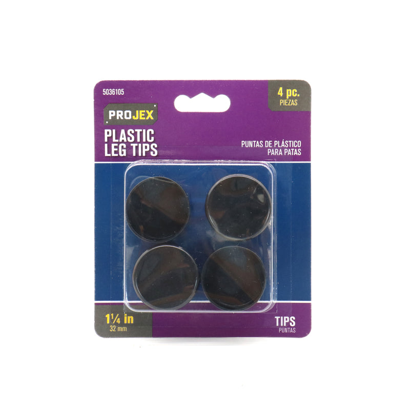 Projex Plastic Leg Tip Black Round 1-1/4 in. W 4 pk