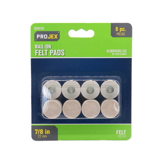 Projex Felt Protective Pad Brown Round 7/8 in. W 8 pk