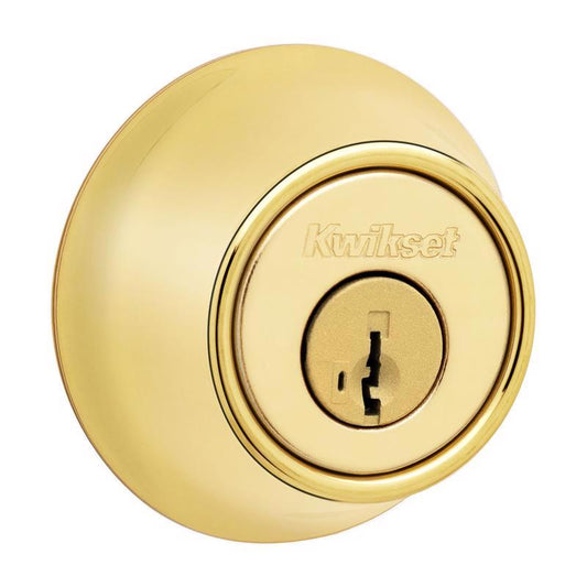 Â Kwikset SmartKey Security Polished Brass Metal Single Cylinder Deadbolt