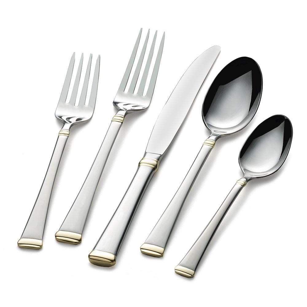 Mikasa, Gold Accent Harmony, 65 Piece Flatware Set, Service for 12, 18/10 Stainless Steel