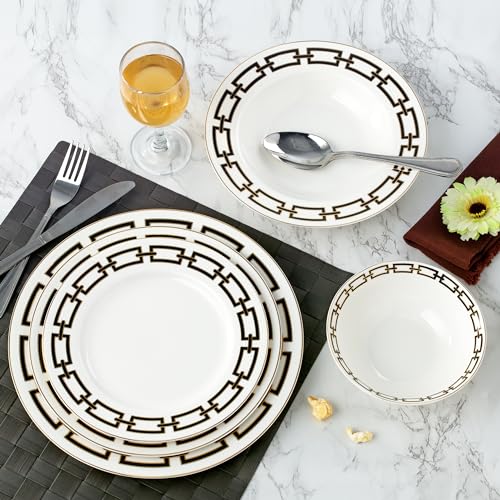 Abbey Black Chain With Gold Bone China 20PC Set