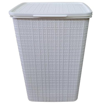 Plastic Laundry Hamper (White)