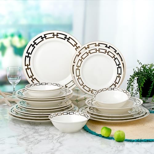 Abbey Black Chain With Gold Bone China 20PC Set