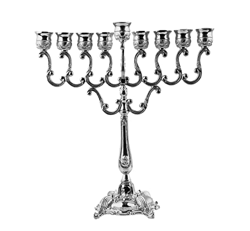 Silver Plated Oil Menorah 10" Height