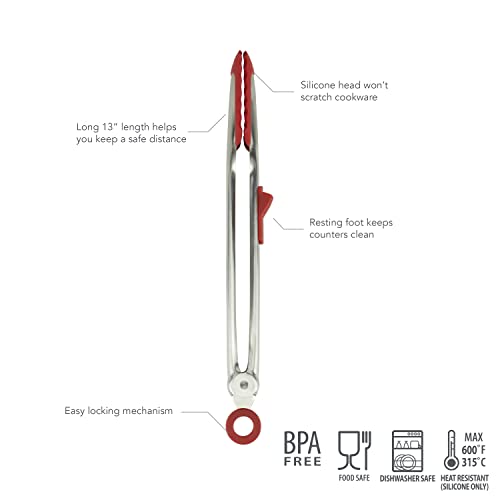 Tovolo Silicone Tip Top Tongs Red