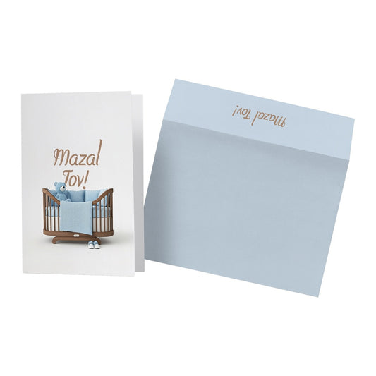Mazal Tov Blue Baby Card (English)