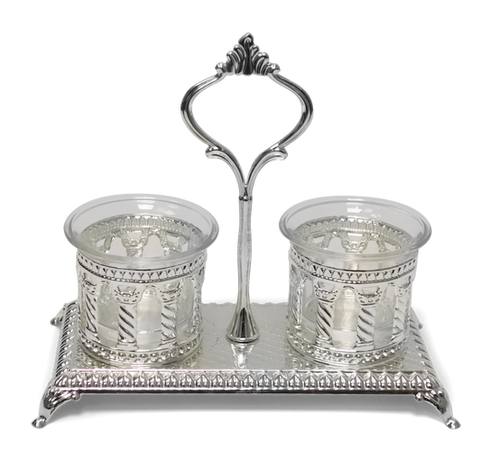 Salt & Pepper Holder Royal Palace Design Silver plated Double