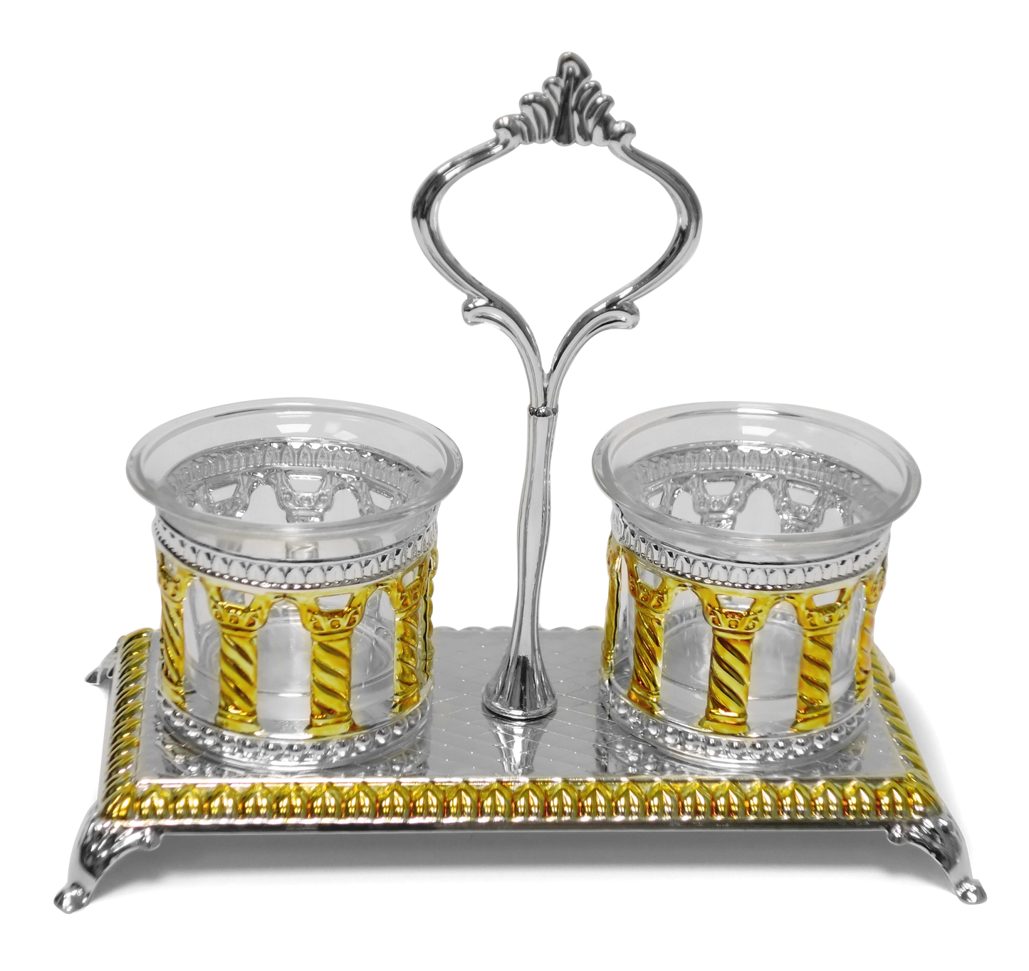 Salt & Pepper Holder Royal Palace Design Silver & Gold plated Double