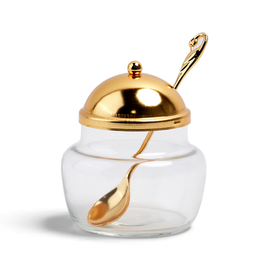 Gold Honey Dish with Spoon