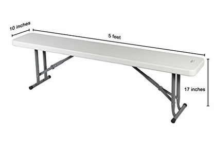5 FT Plastic Folding Bench 10 x 60 1