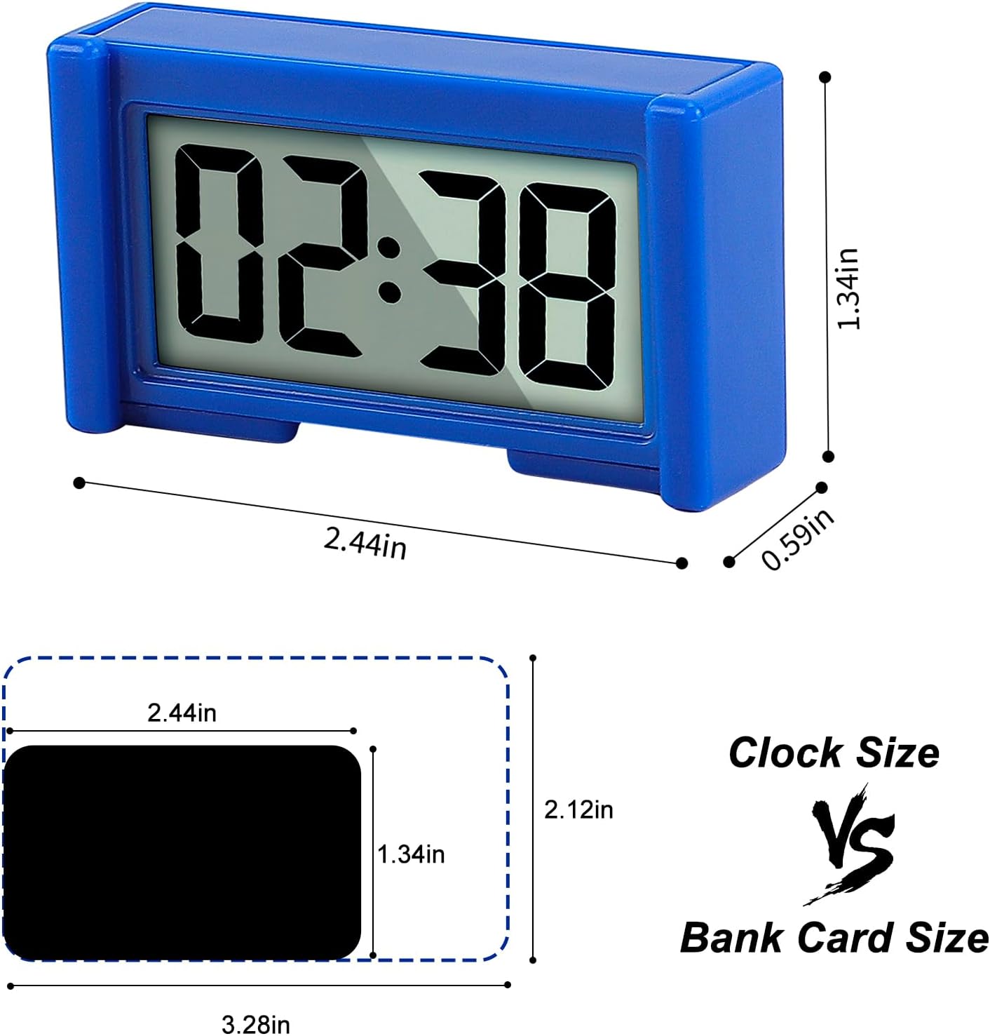 Small Digital Clock,  with Jumbo LCD Time & Day Display, Black
