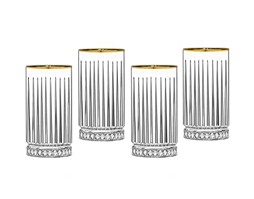 Avenue Gold Rim Highball, Set of 4