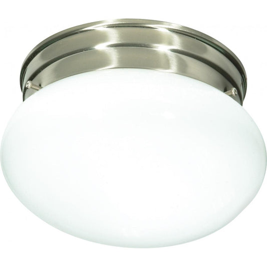 1 Light - 8" - Flush Mount - Small White Mushroom