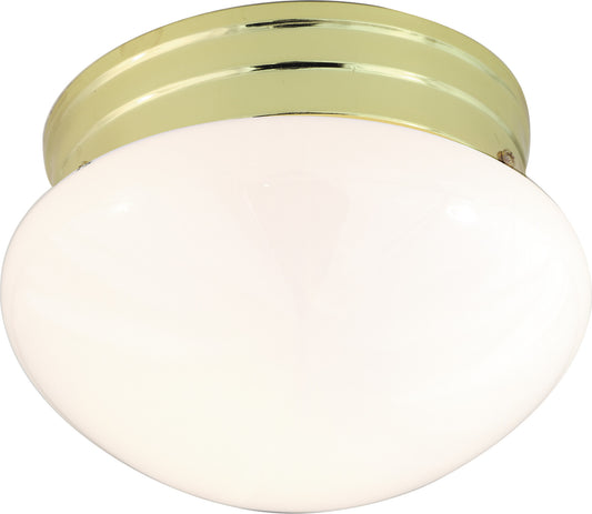 1 Light - 8" - Flush Mount - Small White Mushroom