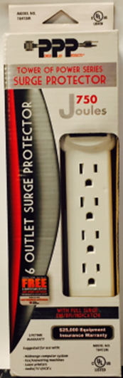 6 Outlet Surge Protector 6 Ft White