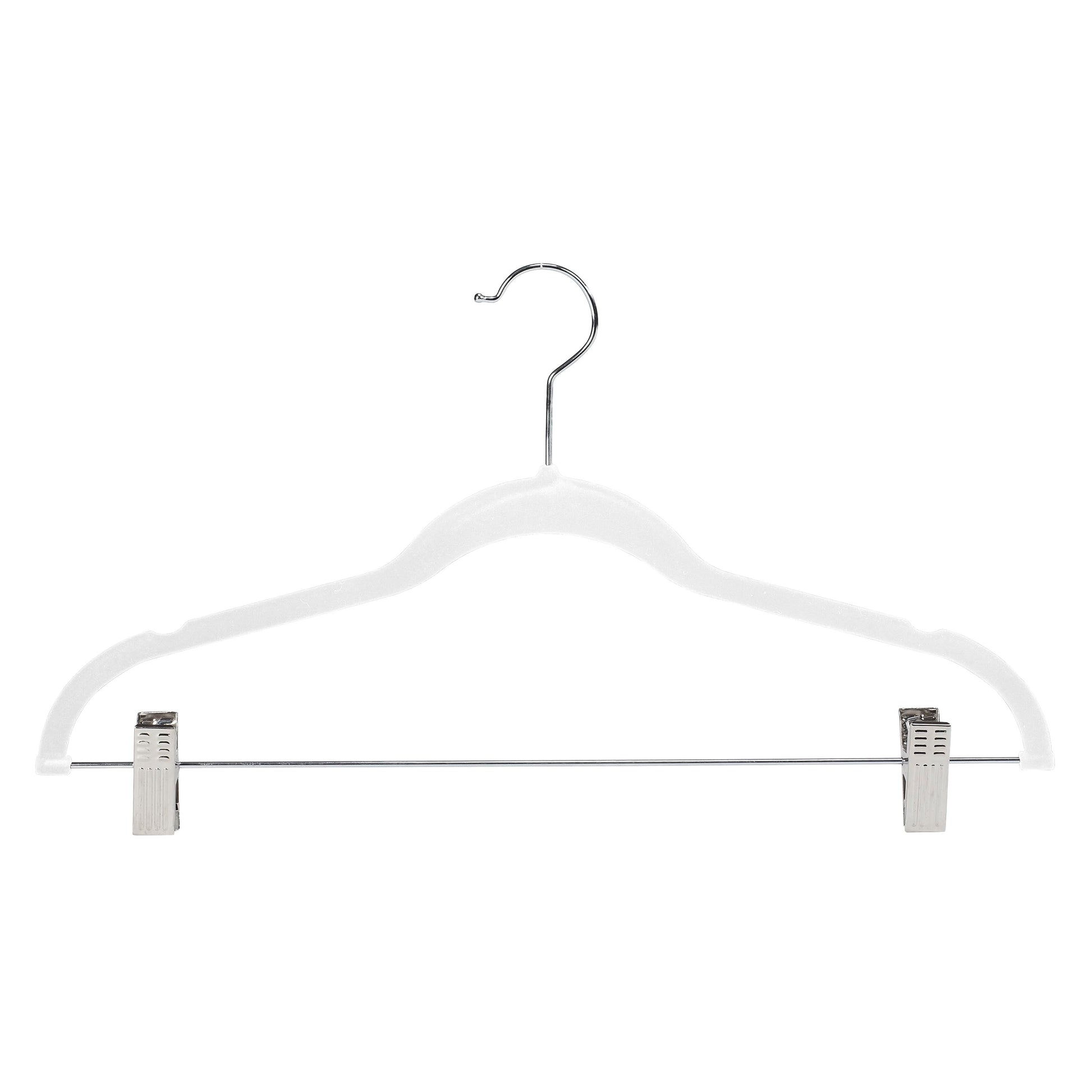 6 Pk White Velvet Hangers W/Clips 2
