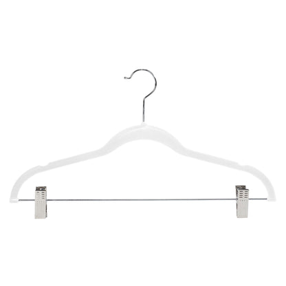 6 Pk White Velvet Hangers W/Clips 2