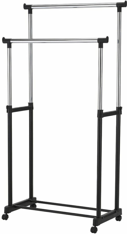 Double Garment Rack – With Wheels – W 32"