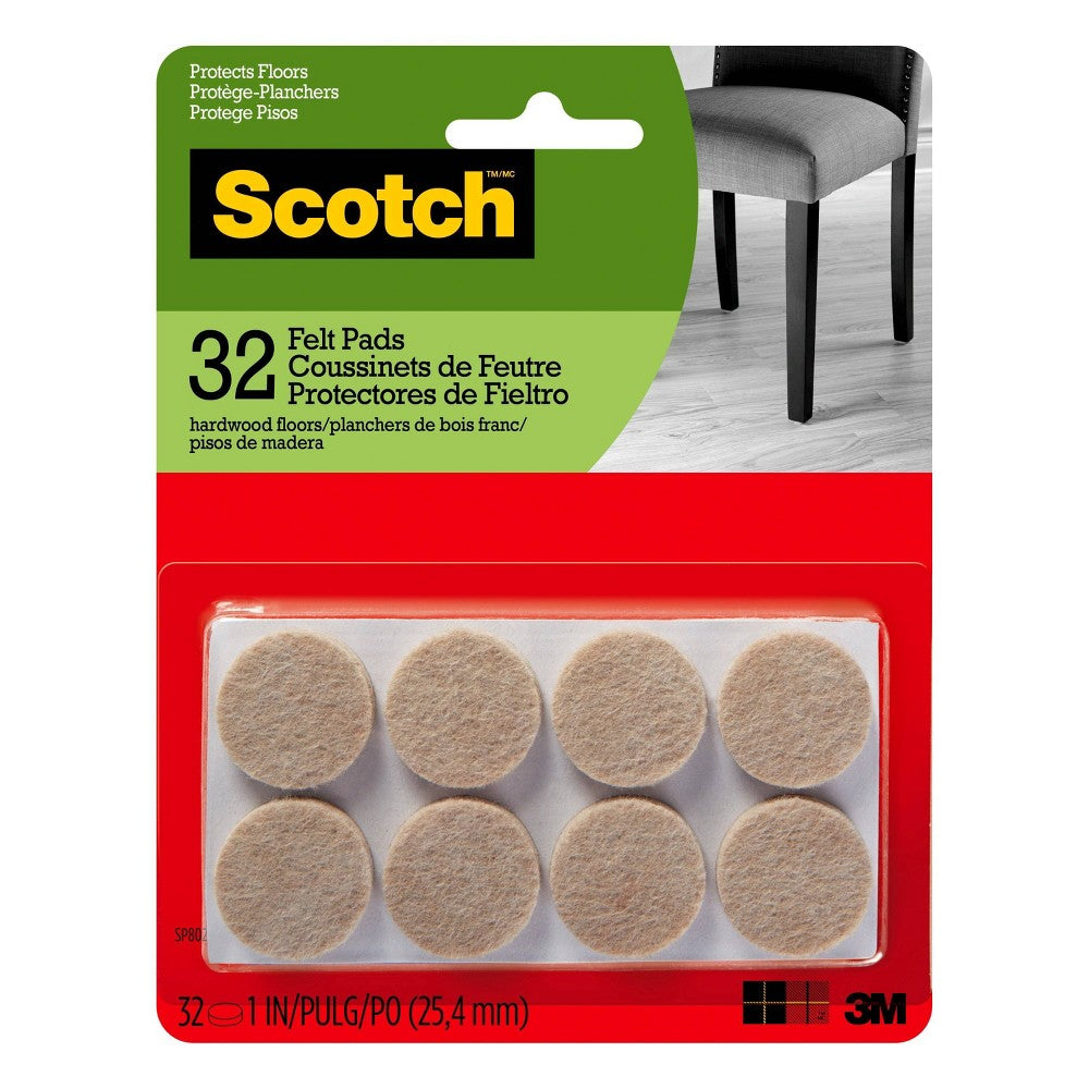 Scotch Felt Floor Protectors 1'' 32 Count