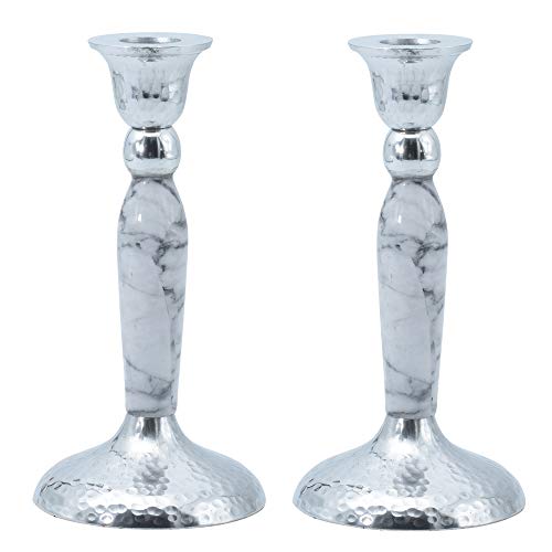 7''candle stick marbleized white 1