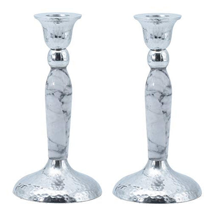 7''candle stick marbleized white 1