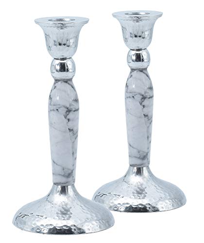 7''candle stick marbleized white 2