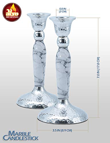 7''candle stick marbleized white 3