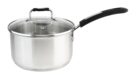 Millvado-Urban Ss Sauce Pan/W Glass Lid Silicone Handles, Black, 1.7 Qt, 6.3"X 3.15"