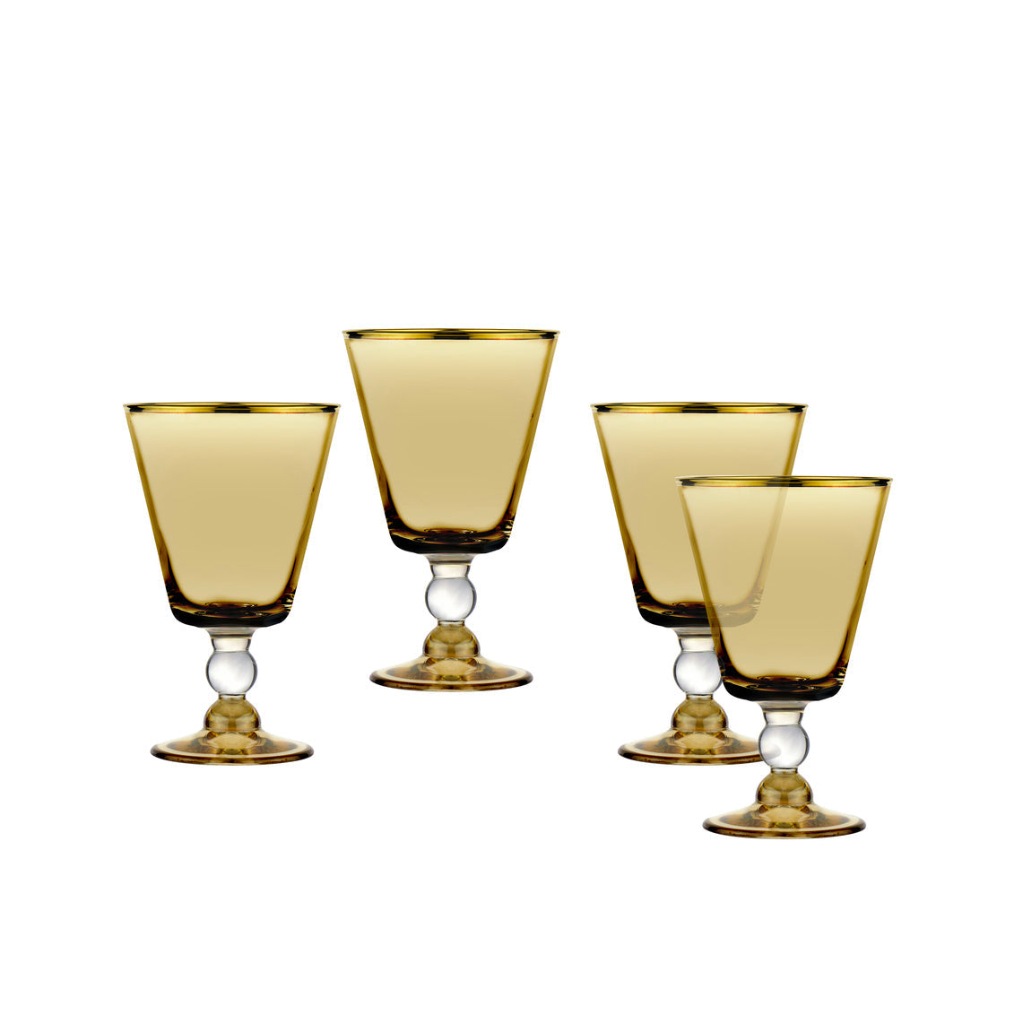 Vitolo Gold Rim Amber Goblet, Set of 4