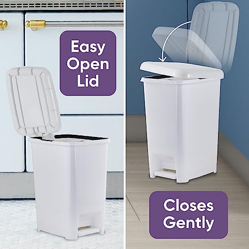 Superio 4 Gal Slim Step on Trash Can Grey