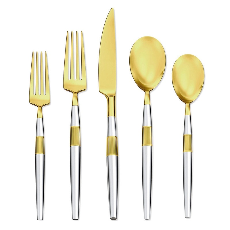 Argent Orfevres 24KT, Maris Partial Gold, 20 Piece Set, Stainless Steel