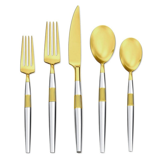 Argent Orfevres 24KT, Maris Partial Gold, 20 Piece Set, Stainless Steel