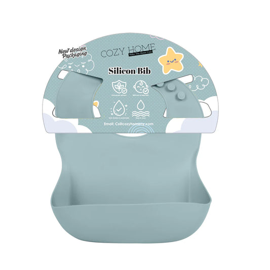 Cozy Home Silicone Bib With Open Pocket Blue