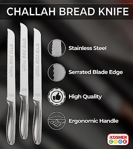 8"" Challah Knife - Silver Handle - Serrated" 3