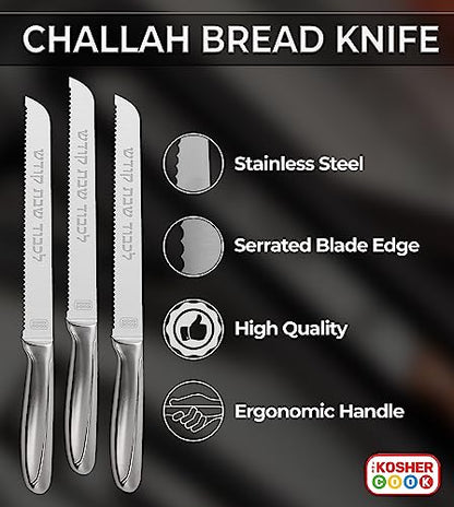 8"" Challah Knife - Silver Handle - Serrated" 3