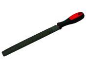 8" HALF ROUND WOOD RASP RUBBER GRIP HANDLE CARDED