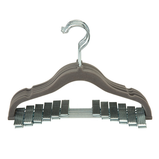 Velvet Hangers with Clips - Grey