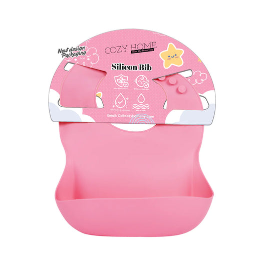 Cozy Home Silicone Bib With Open Pocket Pink