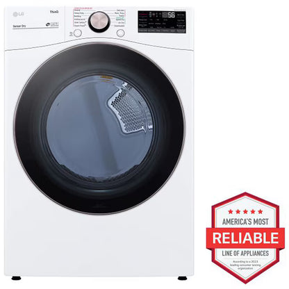 LG 27 in. 7.4 cu. ft. Smart Stackable Round-Door Gas Dryer with Built-In Intelligence, Sensor Dry, Turbo Steam, Sanitize & Steam Cycle - White
