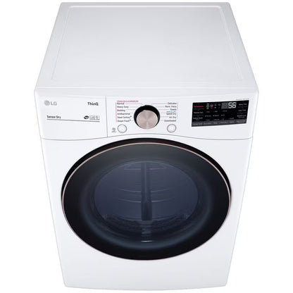 LG 27 in. 7.4 cu. ft. Smart Stackable Round-Door Gas Dryer with Built-In Intelligence, Sensor Dry, Turbo Steam, Sanitize & Steam Cycle - White