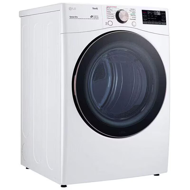 LG 27 in. 7.4 cu. ft. Smart Stackable Round-Door Gas Dryer with Built-In Intelligence, Sensor Dry, Turbo Steam, Sanitize & Steam Cycle - White