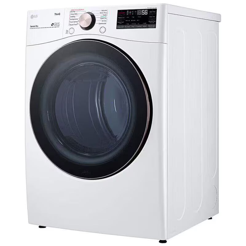 LG 27 in. 7.4 cu. ft. Smart Stackable Round-Door Gas Dryer with Built-In Intelligence, Sensor Dry, Turbo Steam, Sanitize & Steam Cycle - White