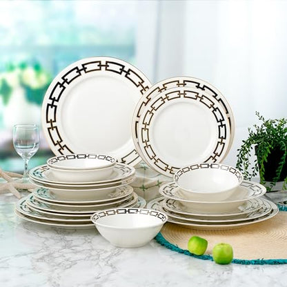 Abbey Black Chain With Gold Bone China 20PC Set 2