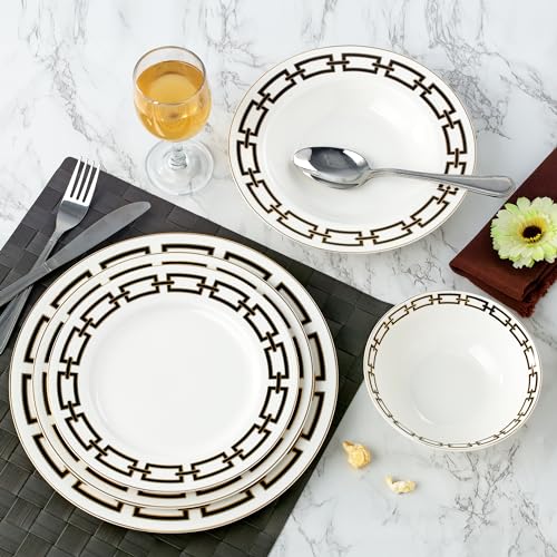 Abbey Black Chain With Gold Bone China 20PC Set 4